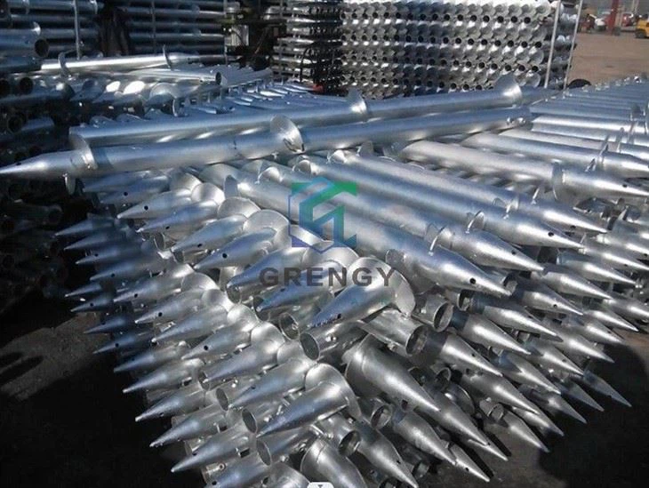 No Dig Double Blades Ground Screw Piles With Flanges